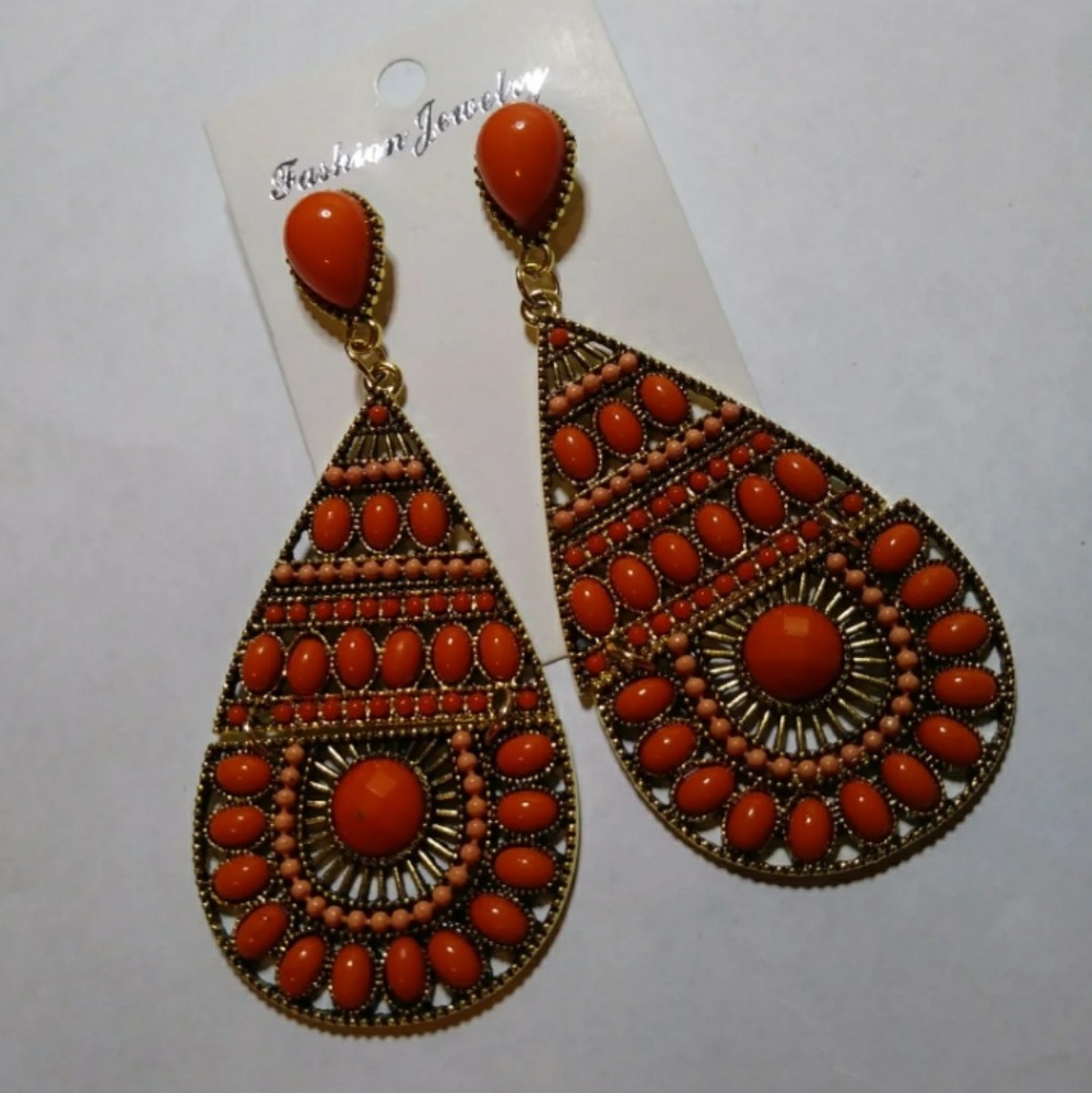 Orange Vintage Style Earrings